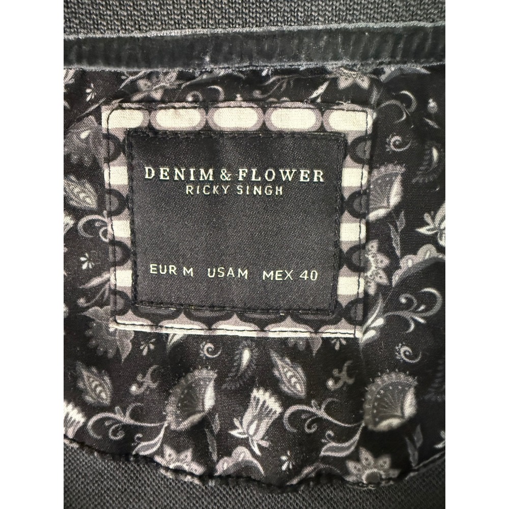 Denim & Flower Ricky Singh Mens Gray Quarter Zip Ribbed Polo Shirt Medium - Picture 2 of 5